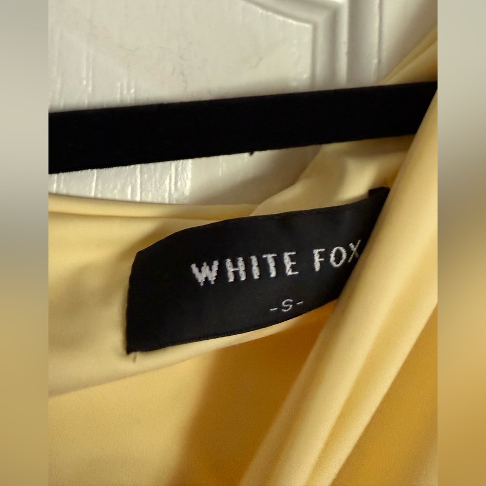 White Fox Pale Yellow Draped One-Shoulder Top - Picture 2 of 2